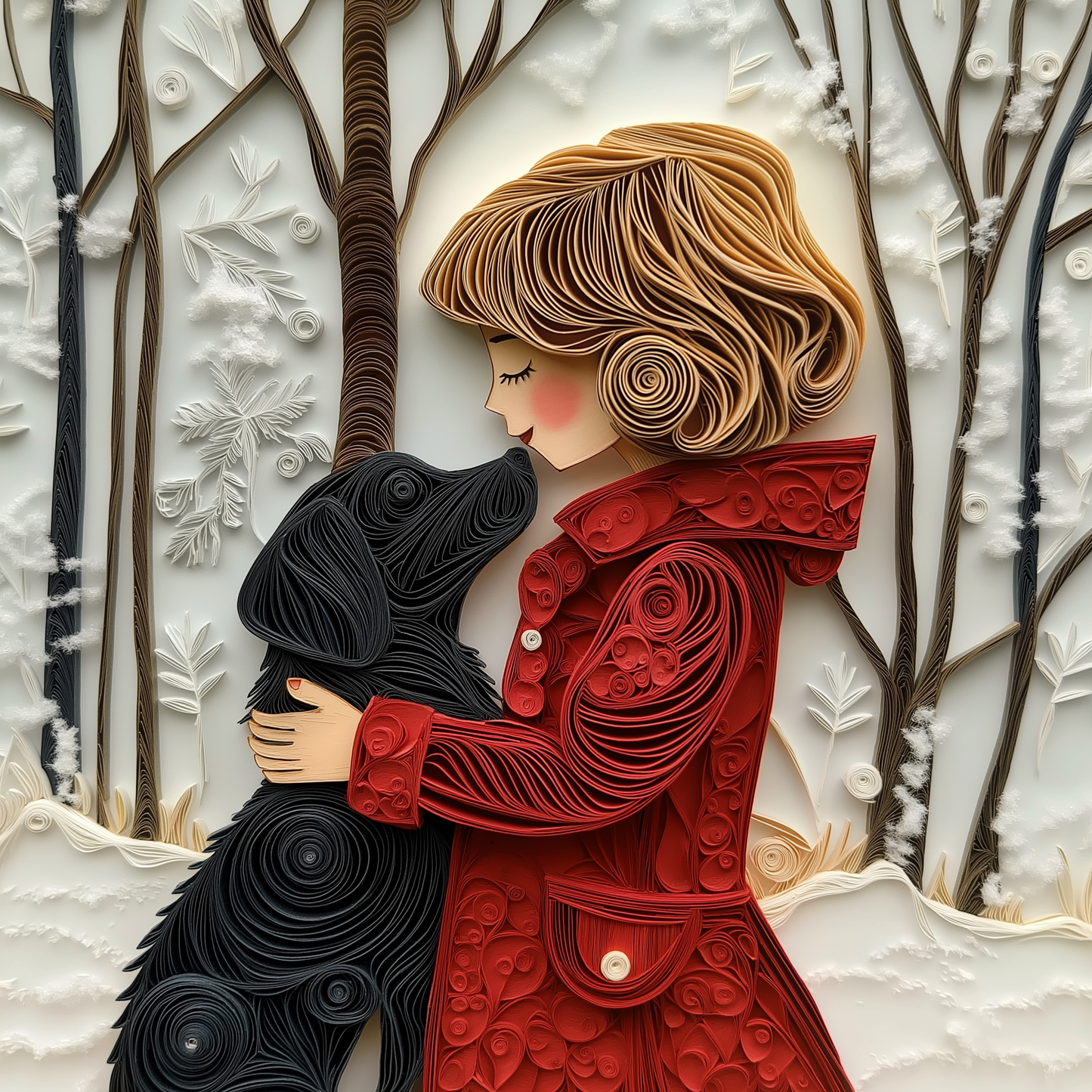 Mug - Girl and Her Dog - Winter - 11, 15oz Accent Colors