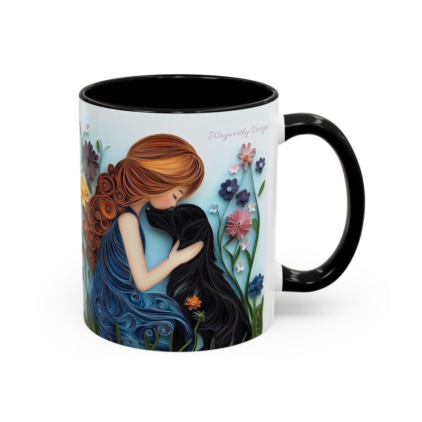 Mug - Girl and Her Dog - Spring - 11, 15oz Accent Colors