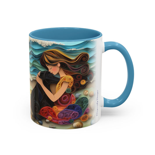 Mug - Girl and Her Dog - Summer - 11, 15oz Accent Colors