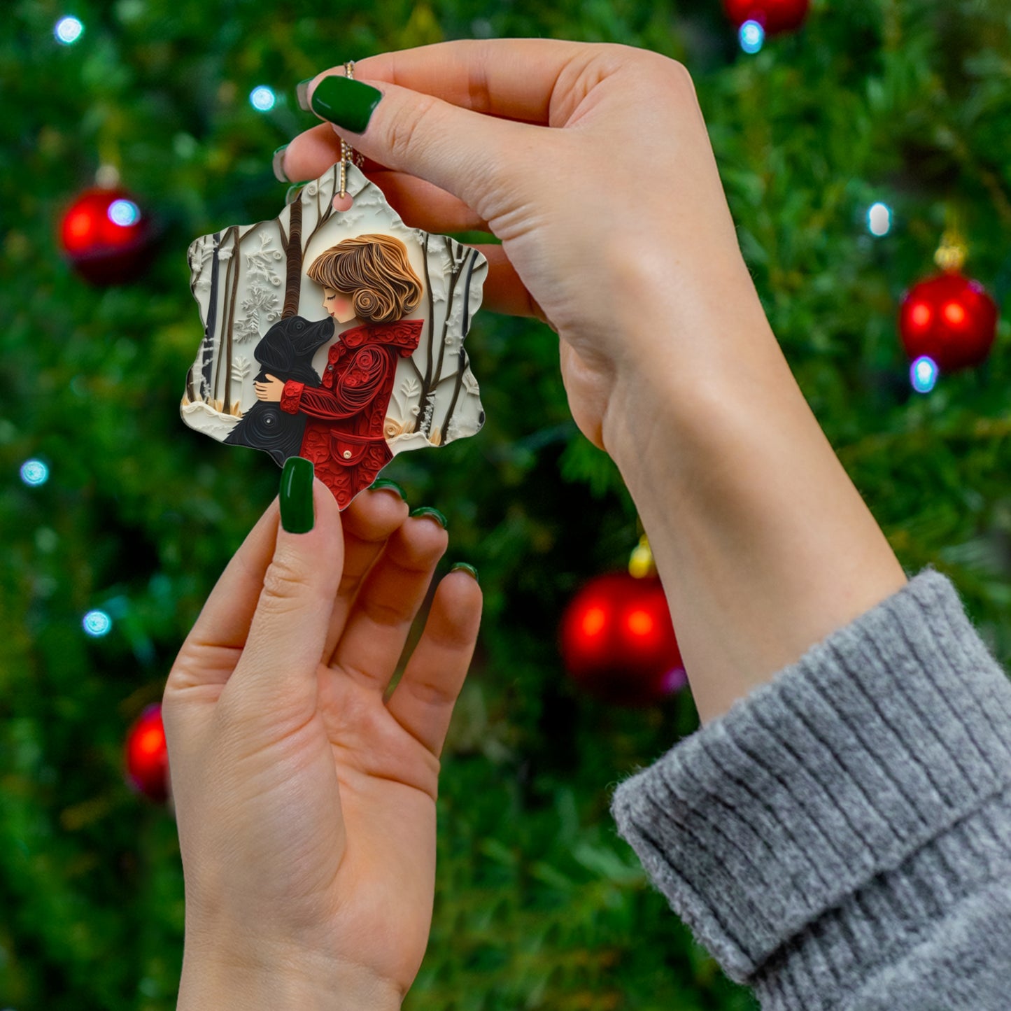 Christmas Ornaments: A Girl and Her Dog - Spring, Summer, Winter and Autumn